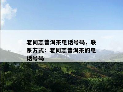 老同志普洱茶电话号码，联系方式：老同志普洱茶的电话号码