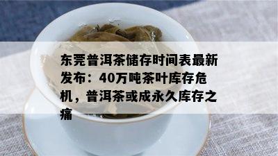 东莞普洱茶储存时间表最新发布：40万吨茶叶库存危机，普洱茶或成永久库存之痛