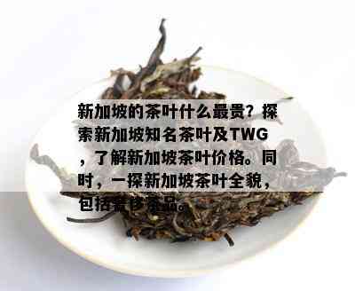 新加坡的茶叶什么最贵？探索新加坡知名茶叶及TWG，了解新加坡茶叶价格。同时，一探新加坡茶叶全貌，包括奢侈茶品。