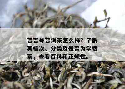 普吉号普洱茶怎么样？了解其档次、分类及是否为学费茶，查看百科和正规性。