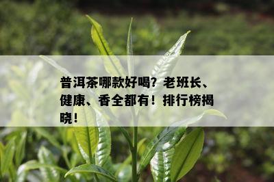 普洱茶哪款好喝？老班长、健康、香全都有！排行榜揭晓！