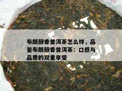 布朗醇香普洱茶怎么样，品鉴布朗醇香普洱茶：口感与品质的双重享受