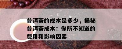 普洱茶的成本是多少，揭秘普洱茶成本：你所不知道的费用和影响因素