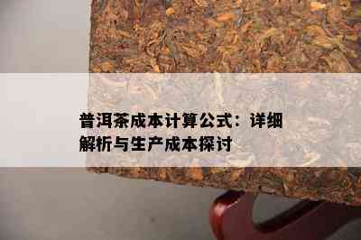 普洱茶成本计算公式：详细解析与生产成本探讨