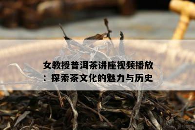 女教授普洱茶讲座视频播放：探索茶文化的魅力与历史