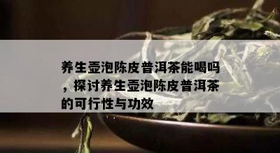 养生壶泡陈皮普洱茶能喝吗，探讨养生壶泡陈皮普洱茶的可行性与功效