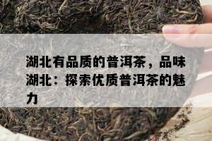 湖北有品质的普洱茶，品味湖北：探索优质普洱茶的魅力