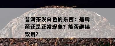 普洱茶发白色的东西：是霉菌还是正常现象？能否继续饮用？