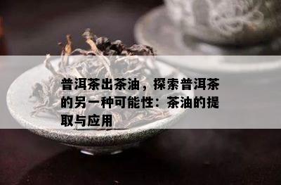 普洱茶出茶油，探索普洱茶的另一种可能性：茶油的提取与应用