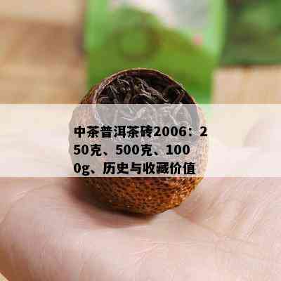 中茶普洱茶砖2006：250克、500克、1000g、历史与收藏价值