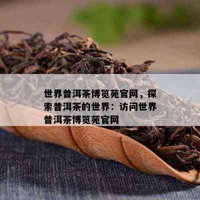 世界普洱茶博览苑官网，探索普洱茶的世界：访问世界普洱茶博览苑官网