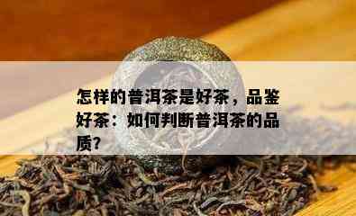 怎样的普洱茶是好茶，品鉴好茶：如何判断普洱茶的品质？