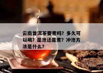 云南普洱茶要煮吗？多久可以喝？是泡还是煮？冲泡方法是什么？