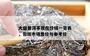 大益普洱茶现在价格一览表，包括市场售价与参考价