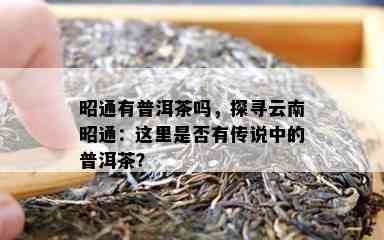 昭通有普洱茶吗，探寻云南昭通：这里是否有传说中的普洱茶？