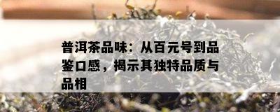 普洱茶品味：从百元号到品鉴口感，揭示其独特品质与品相