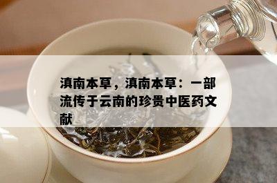 滇南本草，滇南本草：一部流传于云南的珍贵中医文献