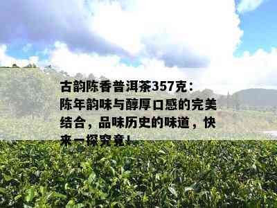 古韵陈香普洱茶357克：陈年韵味与醇厚口感的完美结合，品味历史的味道，快来一探究竟！