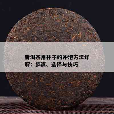 普洱茶用杯子的冲泡方法详解：步骤、选择与技巧