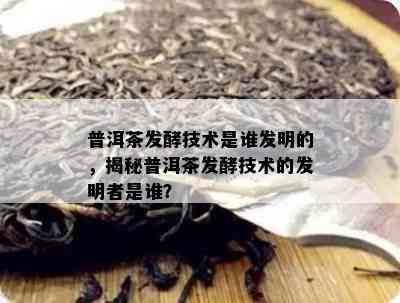 普洱茶发酵技术是谁发明的，揭秘普洱茶发酵技术的发明者是谁？