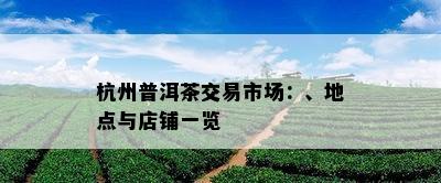 杭州普洱茶交易市场：、地点与店铺一览