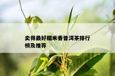 卖得更好糯米香普洱茶排行榜及推荐