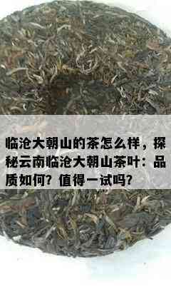 临沧大朝山的茶怎么样，探秘云南临沧大朝山茶叶：品质如何？值得一试吗？