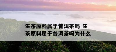 生茶原料属于普洱茶吗-生茶原料属于普洱茶吗为什么