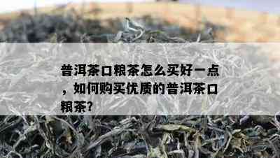 普洱茶口粮茶怎么买好一点，如何购买优质的普洱茶口粮茶？