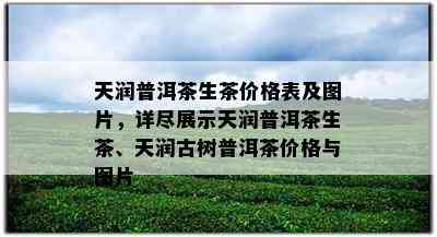 天润普洱茶生茶价格表及图片，详尽展示天润普洱茶生茶、天润古树普洱茶价格与图片