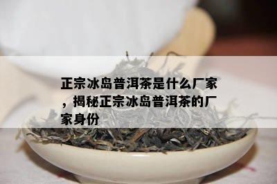 正宗冰岛普洱茶是什么厂家，揭秘正宗冰岛普洱茶的厂家身份