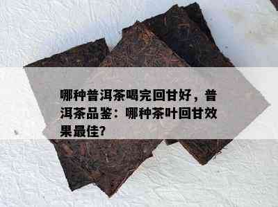 哪种普洱茶喝完回甘好，普洱茶品鉴：哪种茶叶回甘效果更佳？