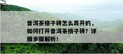 普洱茶格子砖怎么弄开的，如何打开普洱茶格子砖？详细步骤解析！