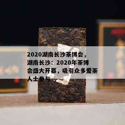 2020湖南长沙茶博会，湖南长沙：2020年茶博会盛大开幕，吸引众多爱茶人士参与