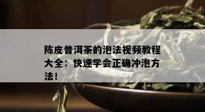 陈皮普洱茶的泡法视频教程大全：快速学会正确冲泡方法！