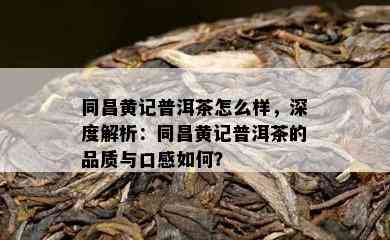 同昌黄记普洱茶怎么样，深度解析：同昌黄记普洱茶的品质与口感如何？