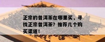 正宗的普洱茶在哪里买，寻找正宗普洱茶？推荐几个购买渠道！