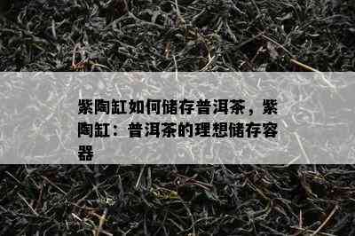 紫陶缸如何储存普洱茶，紫陶缸：普洱茶的理想储存容器