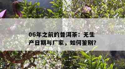 06年之前的普洱茶：无生产日期与厂家，如何鉴别？