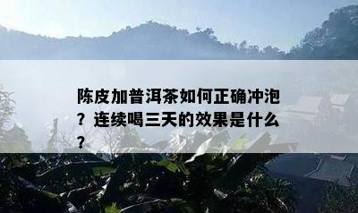 陈皮加普洱茶如何正确冲泡？连续喝三天的效果是什么？