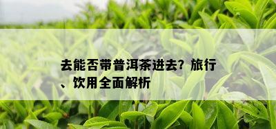 去能否带普洱茶进去？旅行、饮用全面解析