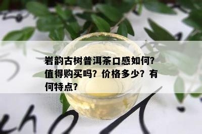 岩韵古树普洱茶口感如何？值得购买吗？价格多少？有何特点？