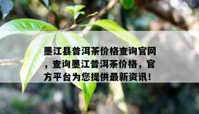 墨江县普洱茶价格查询官网，查询墨江普洱茶价格，官方平台为您提供最新资讯！