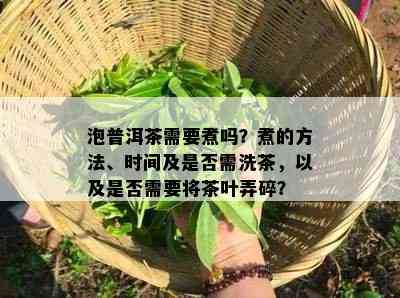 泡普洱茶需要煮吗？煮的方法、时间及是否需洗茶，以及是否需要将茶叶弄碎？