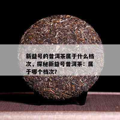 新益号的普洱茶属于什么档次，探秘新益号普洱茶：属于哪个档次？