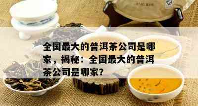 全国更大的普洱茶公司是哪家，揭秘：全国更大的普洱茶公司是哪家？