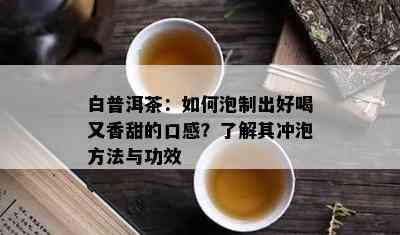 白普洱茶：如何泡制出好喝又香甜的口感？了解其冲泡方法与功效