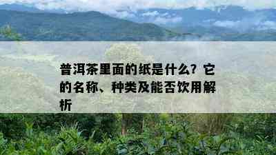 普洱茶里面的纸是什么？它的名称、种类及能否饮用解析