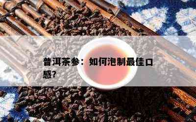 普洱茶参：如何泡制更佳口感？