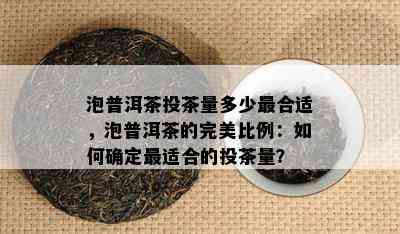 泡普洱茶投茶量多少最合适，泡普洱茶的完美比例：如何确定最适合的投茶量？